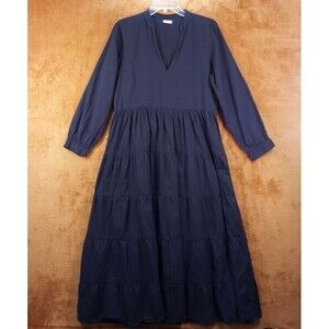 GIMAGUAS Womens Dress Medium Black Pullover Maxi Tiered Peasant Long Sleeve